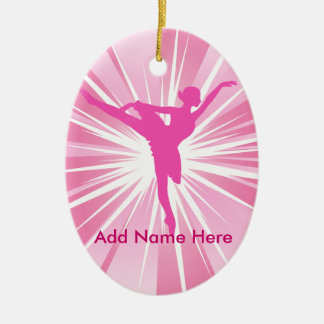 Pink Star Ballerina Name customizable Ornament