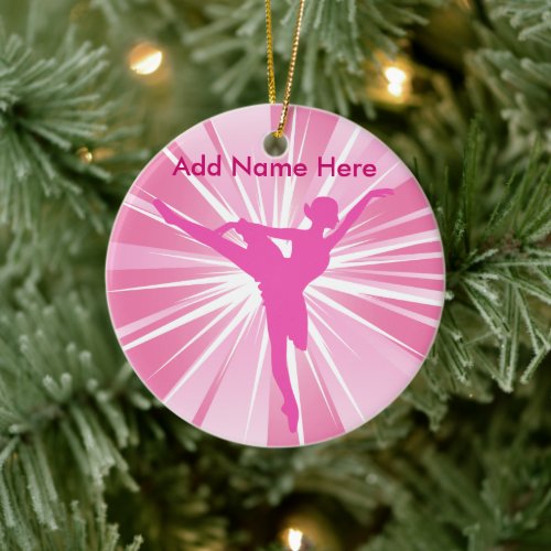 Pink Star Ballerina Name customizable Ornament