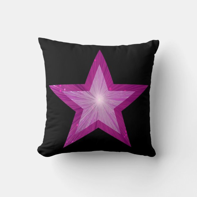 Pink Star Black throw pillow square (Front)