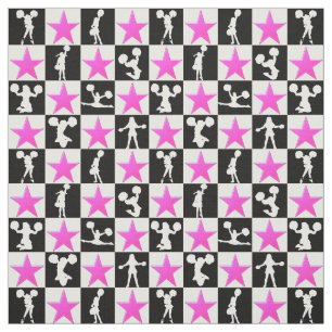 PINK STAR CHEERLEADER FABRIC