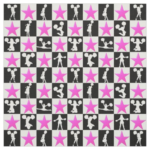 PINK STAR CHEERLEADER FABRIC
