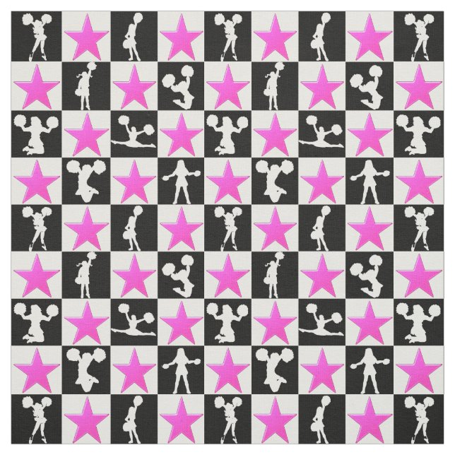 PINK STAR CHEERLEADER FABRIC (Swatch)