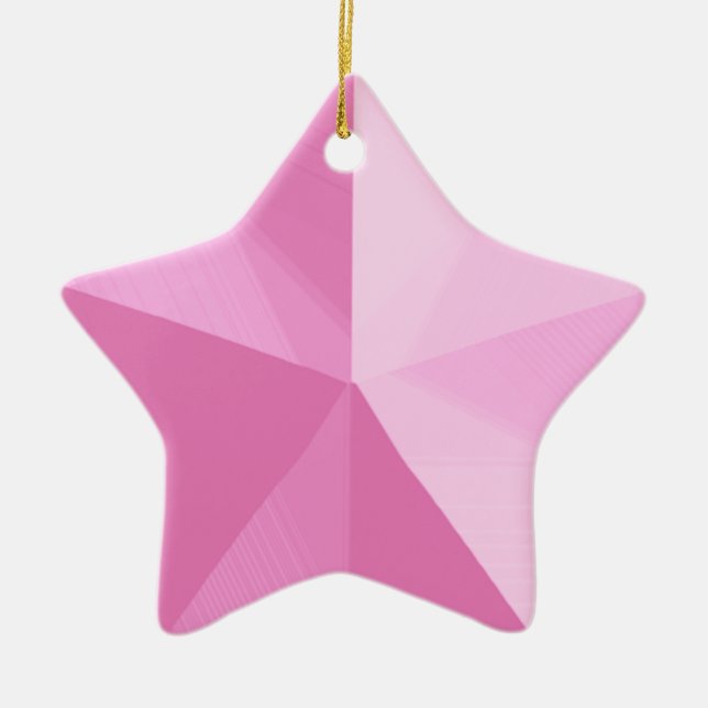 Pink Star Christmas Ornament Customizable Template (Front)