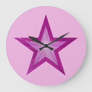 Pink Star clock round pale pink