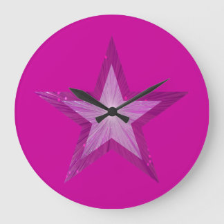 Pink Star clock round pink