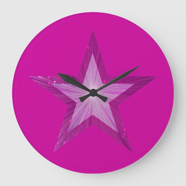 Pink Star clock round pink (Front)