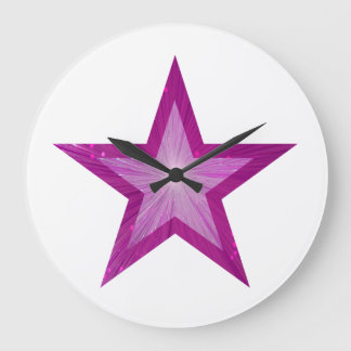 Pink Star clock round white