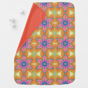 Pink Star Flower With Orange Baby Blanket