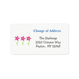 Pink Star Flowers Home Address Label