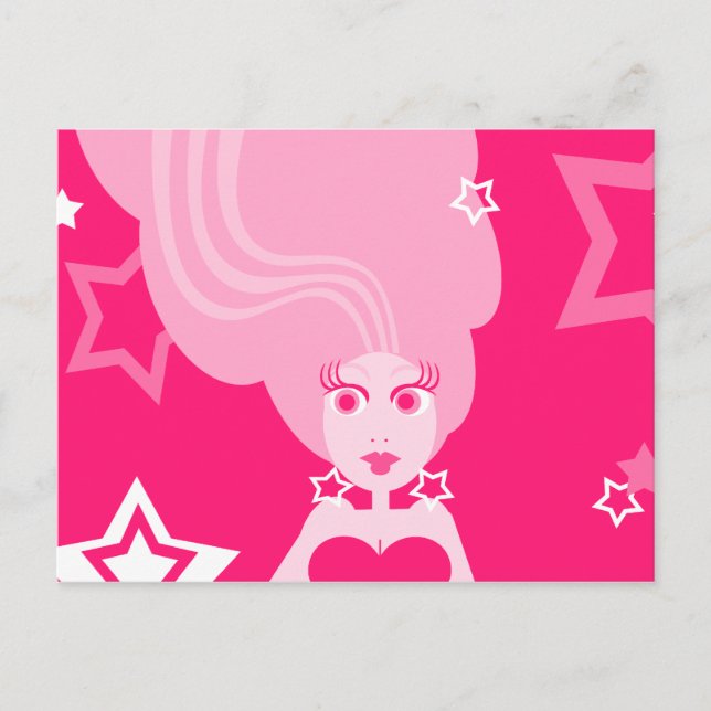 Pink Star Girl Postcard (Front)