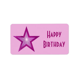 Pink Star 'Happy Birthday' medium pale pink Label