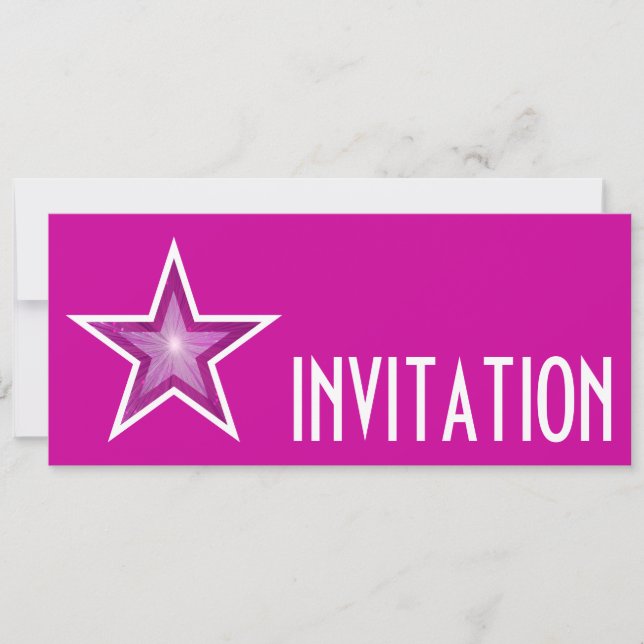 Pink Star 'INVITATION' pink long Invitation (Front)