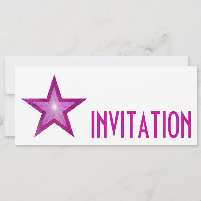 Pink Star 'INVITATION' white long Invitation (Front)