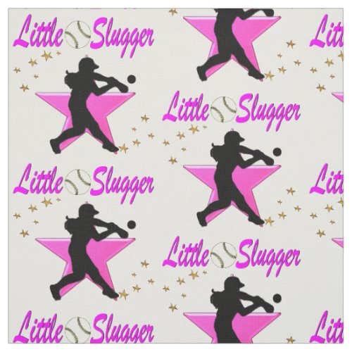 PINK STAR LITTLE SLUGGER SOFTBALL DESIGN FABRIC