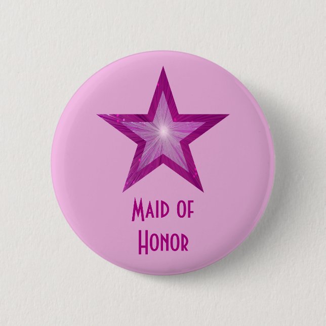 Pink Star 'Maid of Honor' button pink (Front)