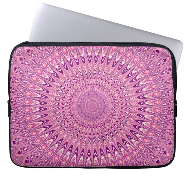 Pink star mandala laptop sleeve (Front)