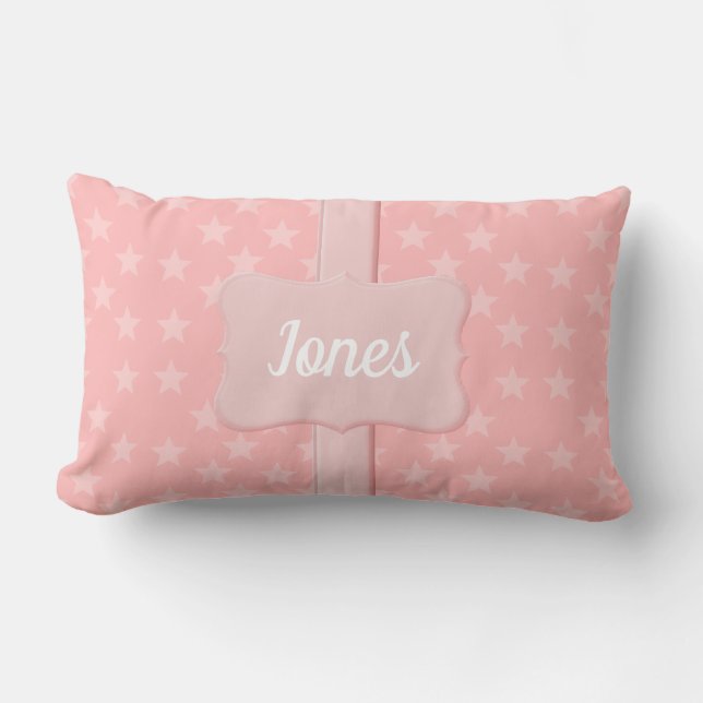 Pink Star Monogram or Name Lumbar Pillow (Front)