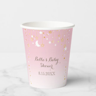 Pink Star Moon Baby Shower Paper Cups