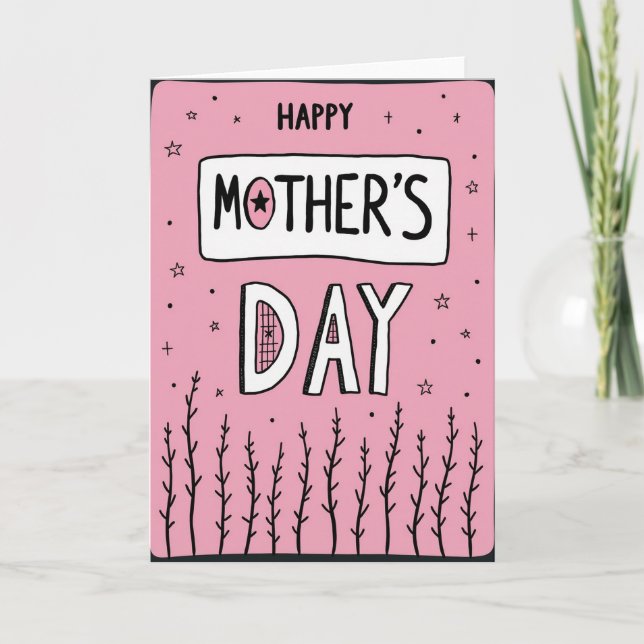 Pink Star Mothers Day Card (Front)