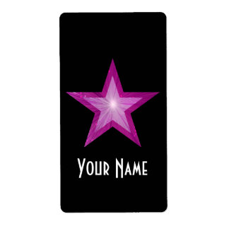 Pink Star 'Name' label large black