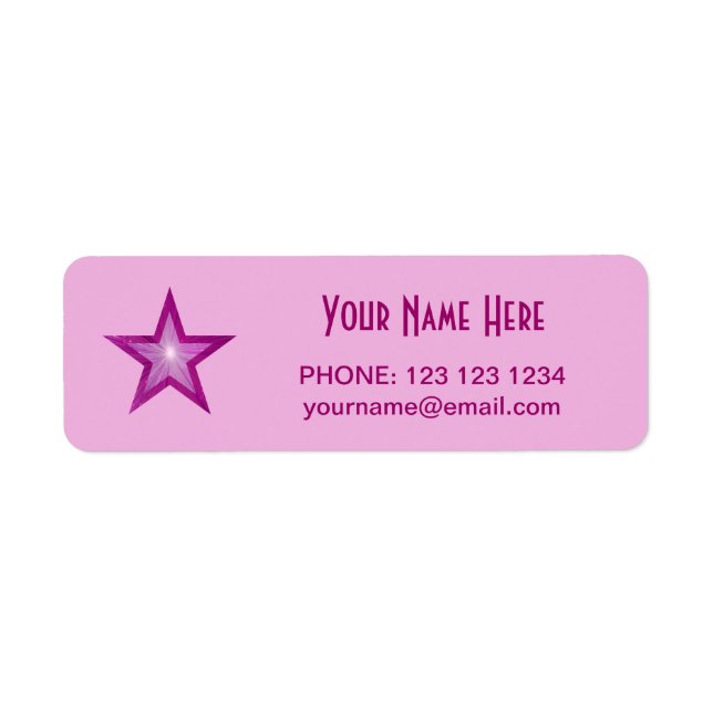 Pink Star 'Name' text label small pale pink (Front)