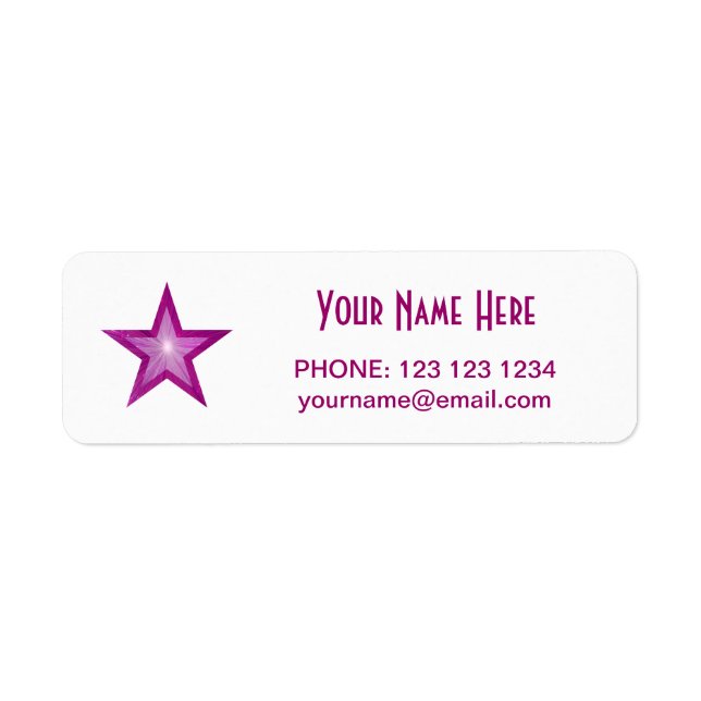 Pink Star 'Name' text label small white (Front)