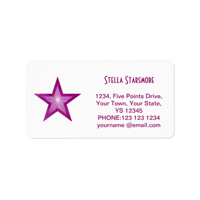 Pink Star 'Name' text label white (Front)