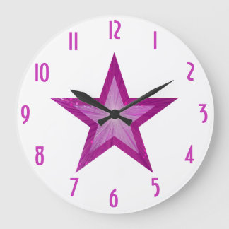 Pink Star 'numbers' clock round white