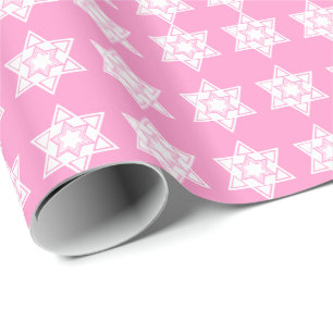 Pink Star of David Modern Jewish  Wrapping Paper