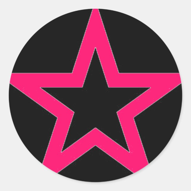 Pink Star on Black - Sticker (Front)