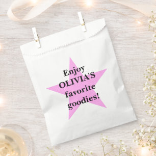 Pink Star Personalized Candy Favor Party Bag