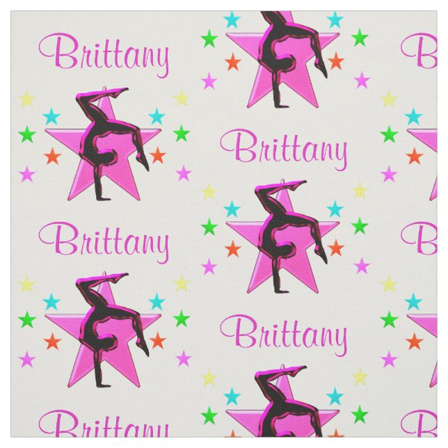 PINK STAR PERSONALIZED GYMNASTICS FABRIC (Swatch)