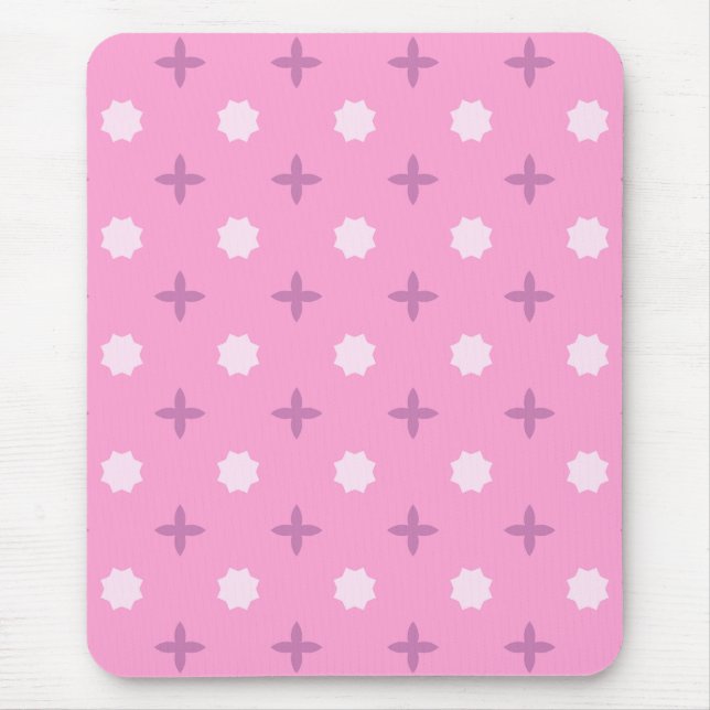 Pink Star Petal Dot Pattern Mouse Pad (Front)