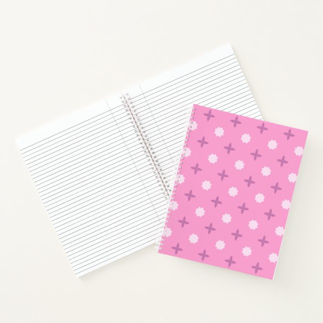 Pink Star Petal Dot Pattern Notebook (Inside)