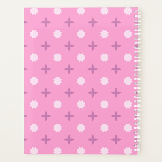 Pink Star Petal Dot Pattern Planner (Back)