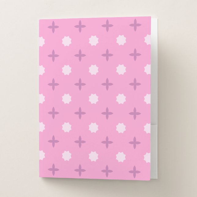 Pink Star Petal Dot Pattern Pocket Folder (Front)