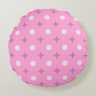 Pink Star Petal Dot Pattern Round Pillow