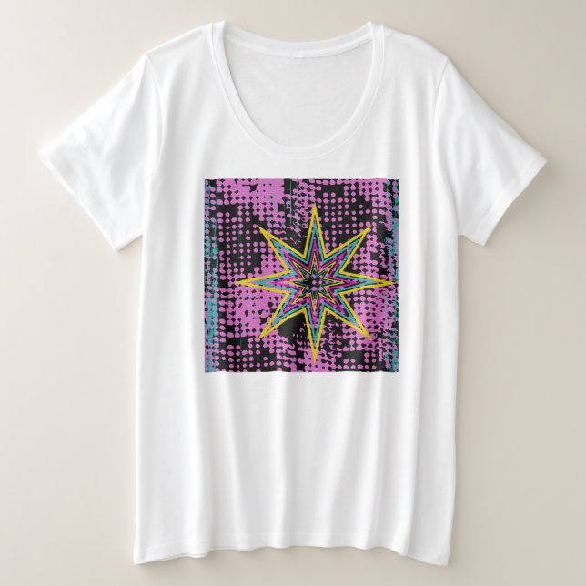 Pink Star Plus Size T-Shirt (Design Front)