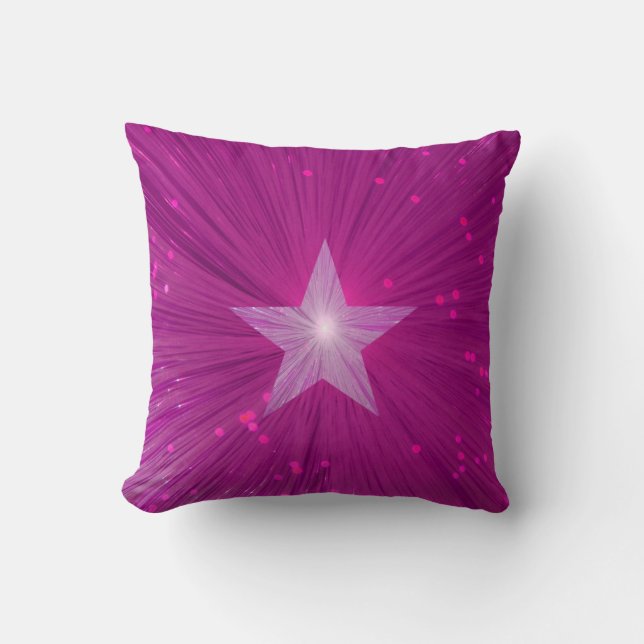 Pink Star printed throw pillow square (Front)