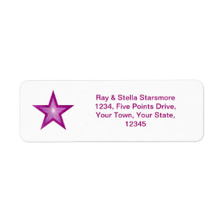 Pink Star return address label white