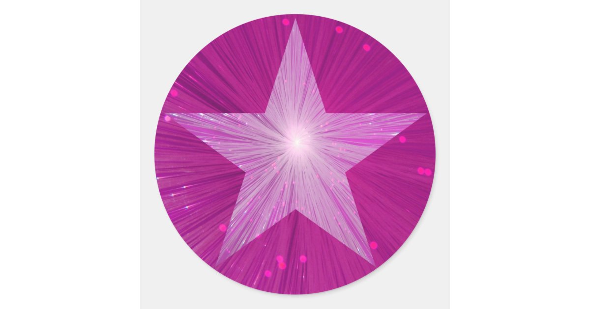 Pink Star round sticker | Zazzle