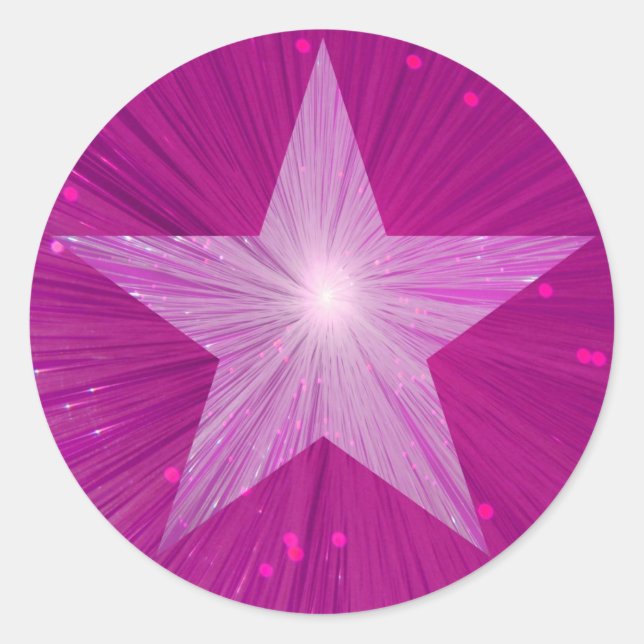 Pink Star round sticker (Front)