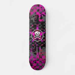 Pink Star Skull Skateboard Deck