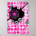 Pink Star Splatter Poster