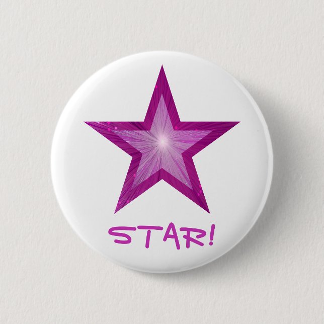 Pink Star 'STAR!' button white (Front)