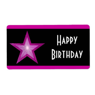 Pink Star stripe 'Happy Birthday' large black Label