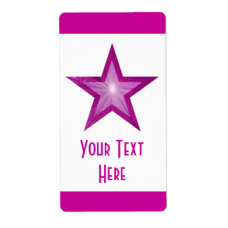 Pink Star stripe 'Your Text' label large white