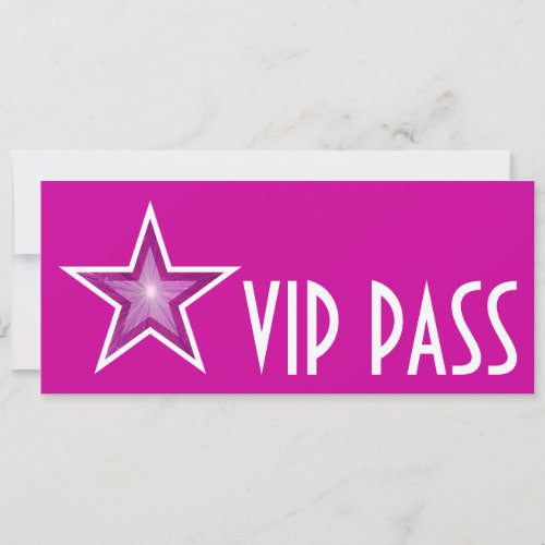 Pink Star VIP PASS invitation pink long