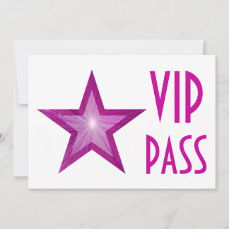 Pink Star 'VIP PASS' invitation white horizontal