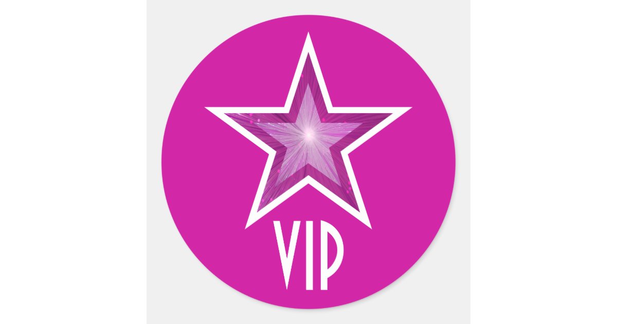 Pink Star VIP round sticker pink | Zazzle